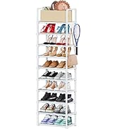 Mavivegue 10 Tiers Narrow Tall Shoe Rack,20-24 Pairs Metal Shoe and Boots Organizer Storage Shelf...
