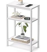 Narrow Side Table for Small Space, 3 Tier Slim End Table, Thin Nightstand, Skinny Snack Couch Tab...