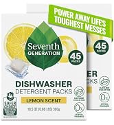 Seventh Generation Dishwasher Detergent Packs Lemon scent 2 Pack for sparkling dishes Dishwasher ...