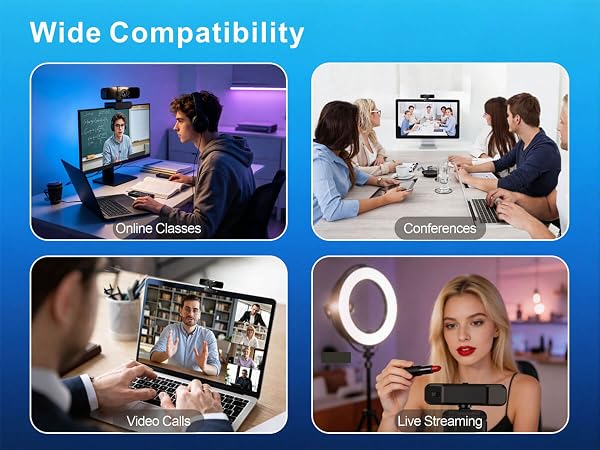 pc camera webcam designed for gaming, online classes, wide compatibility with major platforms 