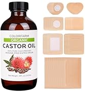 40 Pcs Castor Oil Pack Wrap: Organic Cold Pressed Castor Oil 8Fl Oz with Disposable Patches - Sel...