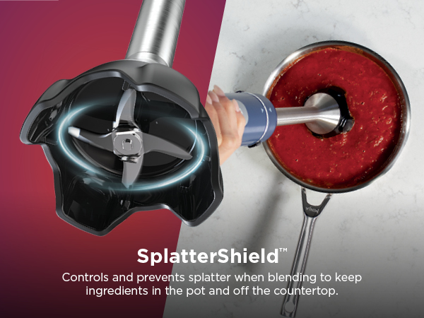 Controls and prevents splatter when blending to keep ingredients in the pot and off the countertop.