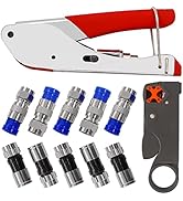 mxuteuk RG59 RG6 Coax Cable Crimper Kit Coaxial Compression Tool Fitting Wire Stripper With 10Pcs...