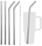 VEHHE Stainless Steel Stanley Straws, 12-inch Long Reusable Stanley Cup Straw, 4 Pack Stanley Str...