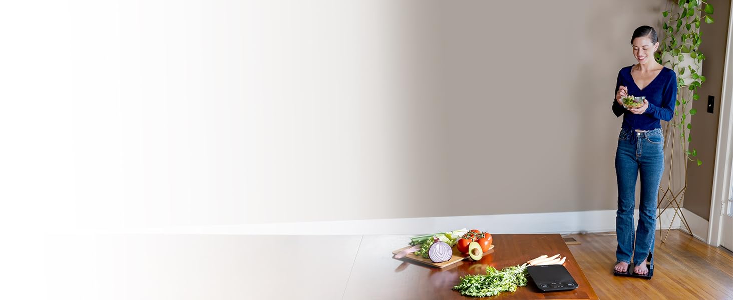 Use the scale to measure the perfect amount of food for your meals