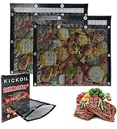 KICKOIL Large BBQ Mesh Grill Bags Set 2 Reusable Non-Stick Grill Bag for Charcoal Gas Electric Gr...