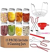 15Pack Canning Kit Canning Supplies Starter Kit: 8 of 16oz Canning Jar with Lids Regular Mouth, J...