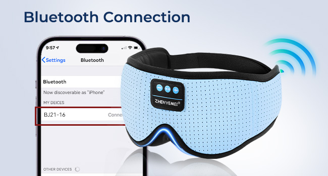 The Bluetooth eye mask features a 3D eye mask with breathable