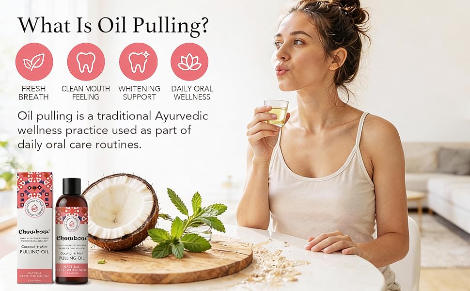 Oil pulling is a traditional Ayurvedic wellness practice used as part of daily oral care routines.