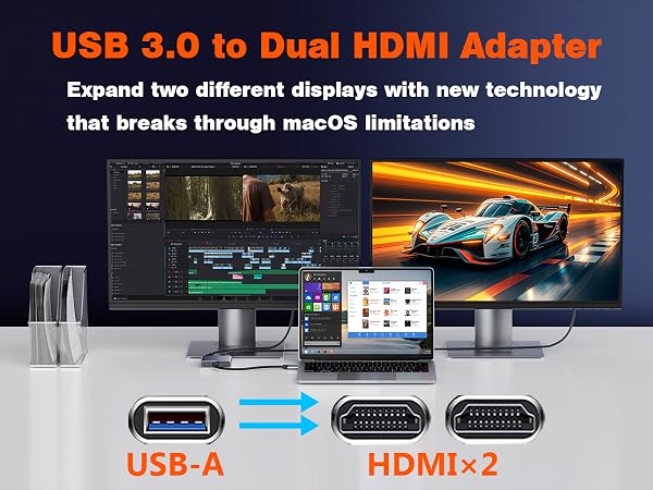 usb 3.0 to dual hdmi adapter