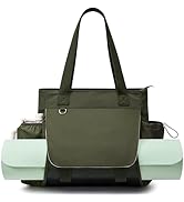 WLLWOO Gym Tote Bag Thick Yoga Mat Bag with Breathable Mesh Holder Carryall Waterproof Wet Pocket...