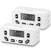 Fosmon 24 Hour Programmable Digital Timer Outlet (2 Pack), ON/Off Program, LCD Display, Mini Indo...