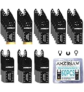 AMZBSAW 60 PCS Oscillating Tool Blades, Titanium and High Carbon Steel Oscillating Saw Blades for...