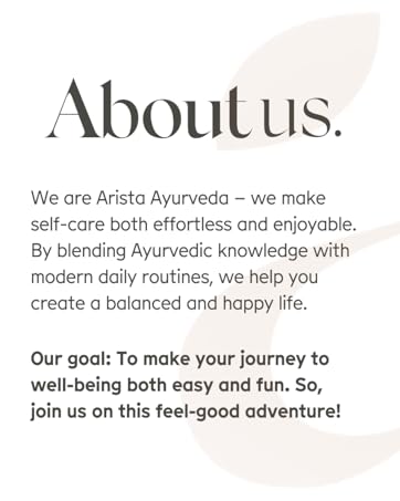 Text describing Arista Ayurveda, a company blending Ayurvedic knowledge with modern routines to promote well-being and a balanced life.