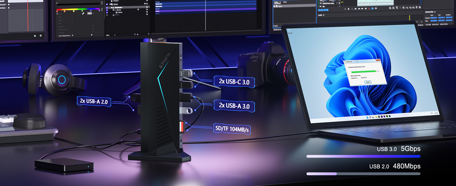 PORTTA 14 IN 1 Docking Station Triple Display