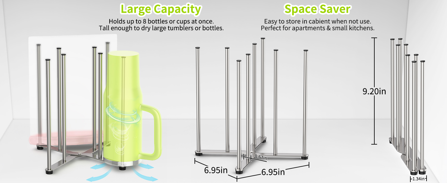 collapsible cup drying rack for reusable bags and water bottles