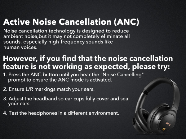 1Mii AI Y8 Active Noise Cancelling Headphones, Wireless Headphones Over Ear Bluetooth 6.0