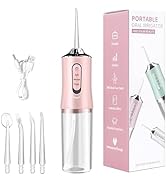 Water Dental Flosser for Teeth, 230ML Detachable Tank Portable Cordless Oral Irrigator with 0.6mm...