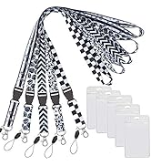 YOUOWO 5 Pack Lanyard with ID Badge Holder Black White Cruise lanyards for Women Keys Ship Waterp...