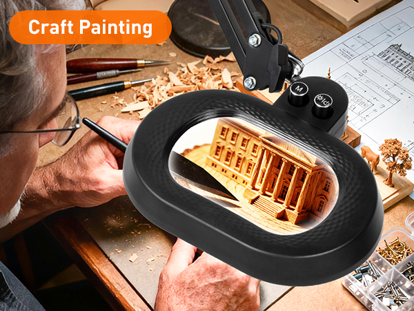 Painting magnifying glass with light lighted magnifying glass magnifier with light