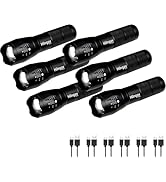 Hilngav 6 Pack LED Rechargeable Flashlight, Super Bright Small MiniCamping Flashlights Zoomable B...