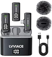 LVVIACE Wireless Lavalier Microphone for Phones with USB Type C Ports, 40 Hours of Battery Life w...