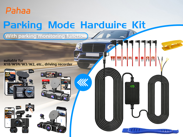 Dash cam Hardwired kit, USB-C Hardwired Cable kit, 12V-24V to 5V Hardwired Cable kit