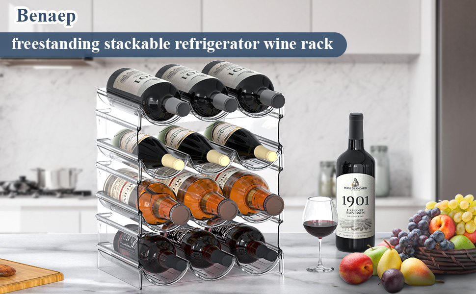 countertop wine rack Large Compartment ] 4 Tier Premium Clear Water Bottle Organizer for Cabinet