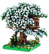 BDYDT Blue Cherry Blossom Bonsai Tree Building Blocks Set,(1443 Pieces) Flower Treehouse Model Mi...