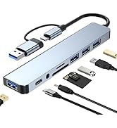 USB C Hub USB Splitter 8-in-1 USB Extender with 4 USB Port 1 USBC Jack TF/SD Card Reader 3.5mm Au...