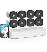Tenda 4MP PoE Security Camera System Outdoor, 4K NVR Security Camera System for Home with 8 Wired...