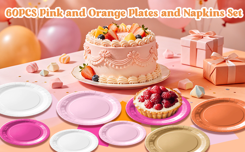 pink and orange party decorations