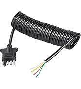Oyviny 4 Pin Trailer Wiring Coiled Cable 10.5 Feet Standard 4 Way Flat Coiled Trailer Wire, Stret...