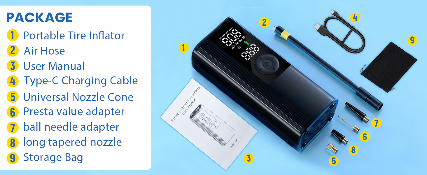 tire air pump with nozzle