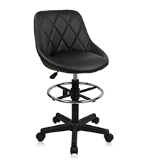 KLASIKA Adjustable Drafting Chair with Backrest & Wheels, Tall Swivel Rolling Stool with Height Adju...