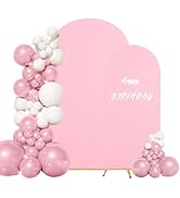 Set of 2 Wedding Arch Cover 2-Sided Round Top Spandex Fitted Arch Backdrop Cover for Birthday Par...