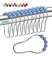 Eazzier Bath Blue Fog Shower Curtain Hooks Rings, Stainless Steel Shower Curtain Rings and Hooks ...