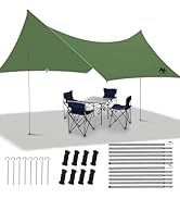 Camping Tarp with Poles - AYAMAYA Large Size 10x15 FT Tent Tarps - Waterproof Hammock Awnings Can...
