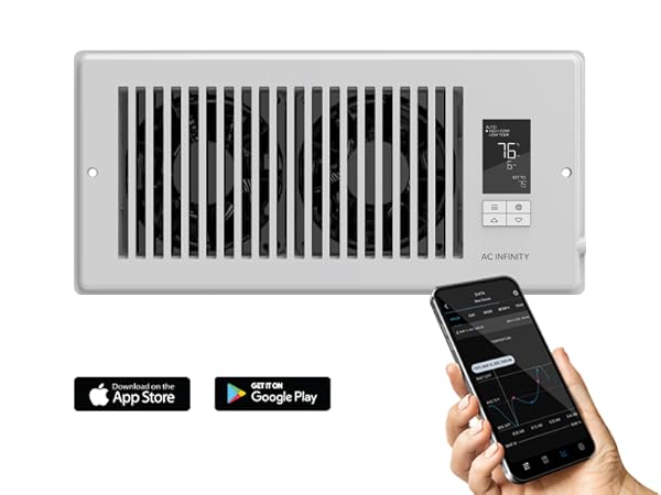 Register Booster Fan Improves Heating Cooling 10-Speed Control Bluetooth App Control