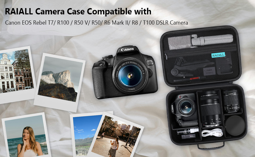 Camera Case for Canon EOS Rebel T7 R100 R50V R50 R5 R6 Mark II R7 R8 90D 5D Mark IV DSLR Sony/Nikon