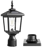 Greluna Solar Post Light Outdoor, 60 Lumens Dusk to Dawn Lamp Post Light, Solar Powered &amp; Waterpr...