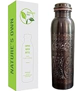 Nature's Own Pure Copper Water Bottle 1000ml – 34 Oz Extra Large – An Ayurvedic Pure Copper Water...