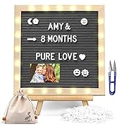 Felt Letter Board with Lights, Built-in LED Lights -Message Board Adjustable Stand, 340 Letters f...