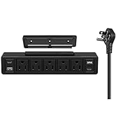 20W USB C Under Desk Power Strip Mountable,Total 40W Fast Charging Ultra Flat Plug Power Strip Su...