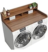 2-Tier Washer Dryer Countertop with 2.75" H Edge Rails, 54" W x 27.55" D Laundry Countertop for F...