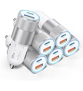 Car Charger USB C 6-Pack, Ancekoy 38W Dual Port Cigarette Lighter with PD3.0 + QC3.0 Type C Car C...