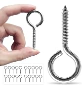 M5 20 Pcs 304 Stainless Steel Screws Eye,2.56 Inch Screw Self Tapping Eye,Load Bearing 200LB, Dut...