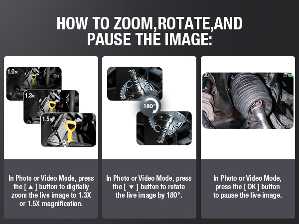 endoscope borescope inspection camera scope snake zoom rotate