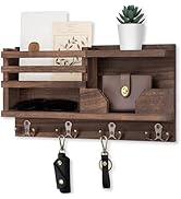 Lwenki Mail and Key Holder for Wall – Decorative 15.9” x 8.7” x 3.2” Entryway Organizer with Shel...