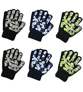 EvridWear Boys Girls Magic Stretch Gripper Gloves 6 Pairs Assortment, Kids Winter Warm Gloves Chi...